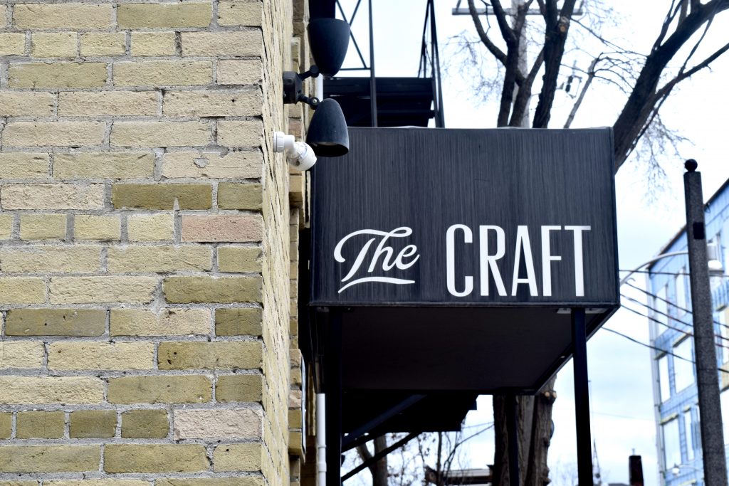 The front sign of local Toronto bar, The Craft. 