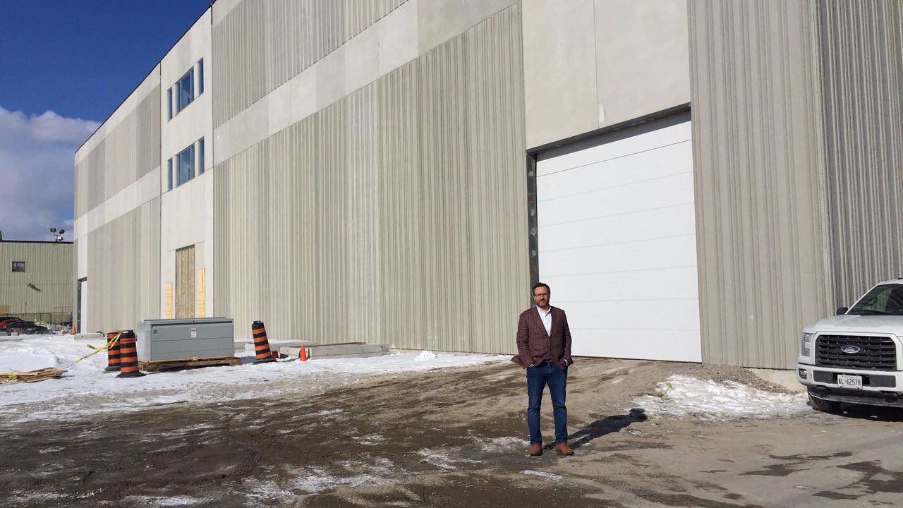 Jim Mirkopoulos in front of the new Titan Studio in Etobicoke