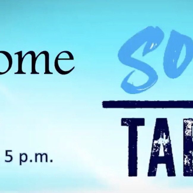 IMG_2091 Blue media banner that says welcome to soul table with a start time attached.