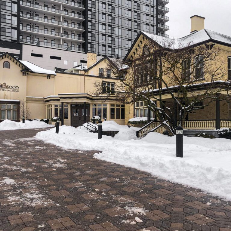 Storefront of Erb Good Family Funeral Home.