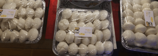 Packaged white desserts.