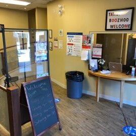 Reception area inside a building..