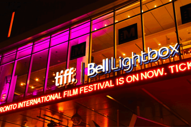 Tiff logo with neon lights.