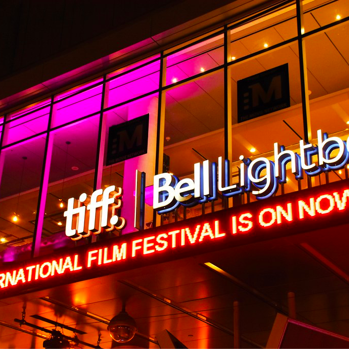 Tiff logo with neon lights.