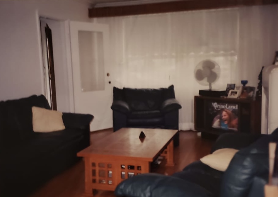 Family room set-up with couches, center table and television