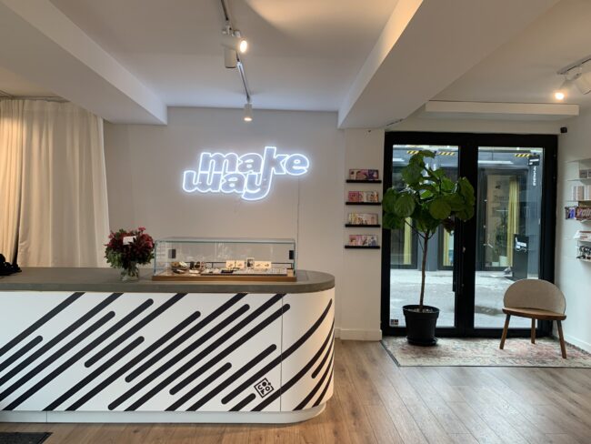 The checkout counter of a business.