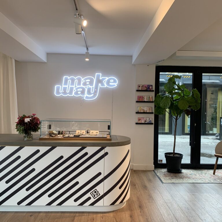 The checkout counter of a business.