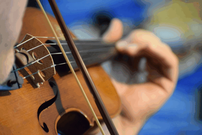 Close up of man playing the violin.