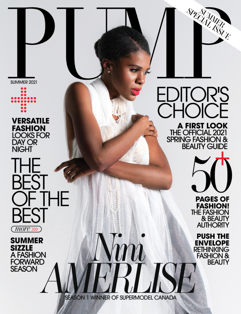 Nini Amerlise on the cover of PUMP Magazine wearing white