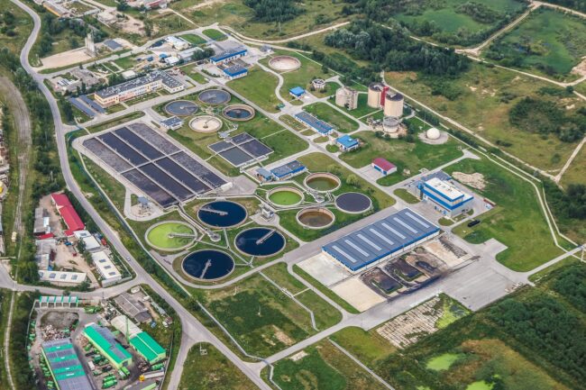Aerial view of a wastewater management plant