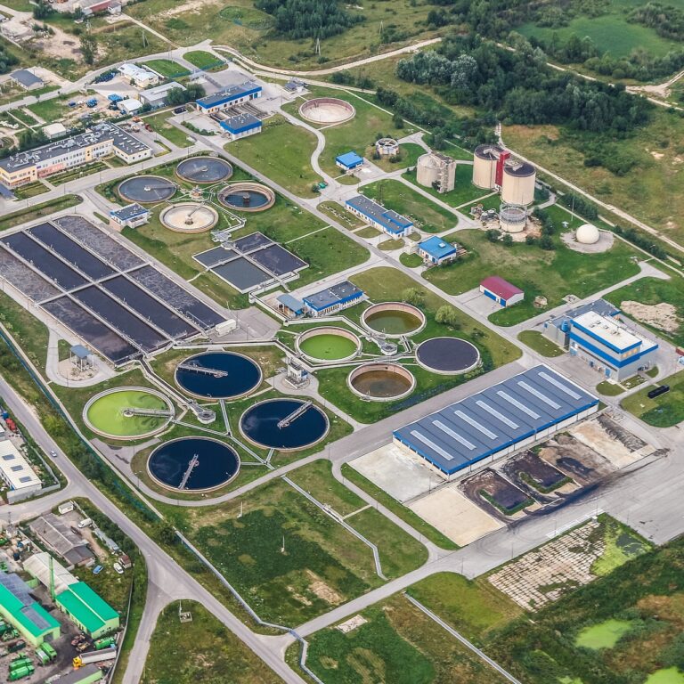 Aerial view of a wastewater management plant