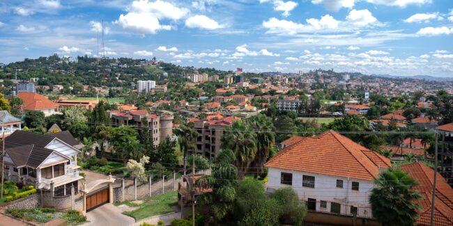 Photograph of houses and greenery in Kampala, Uganda.